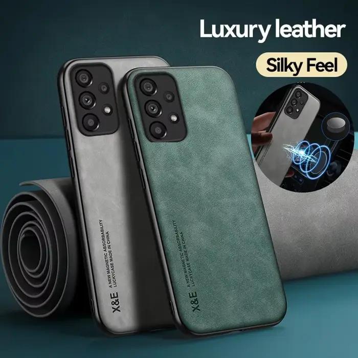Coque de téléphone magnétique en cuir de mouton