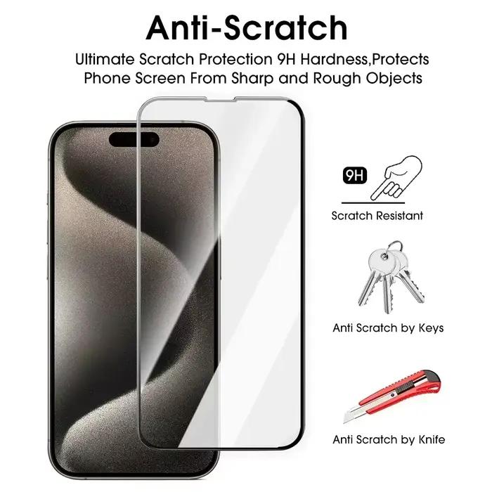 Protecteur d'écran 9D en verre trempé pour iPhone 17 14 15 13 11 12 16 Pro Max Air 16E SE 7 8 Plus XR XS X résistant anti-rayures et haute visibilité