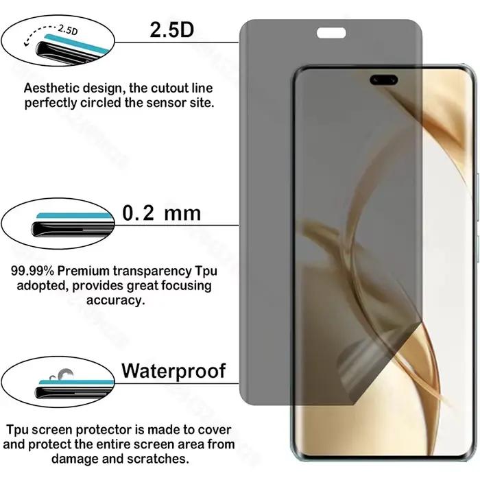 Film de protection hydrogel anti-espionnage pour Honor 600 ensemble de protection écran et objectif anti-rayures et anti-éblouissement pour appareil photo