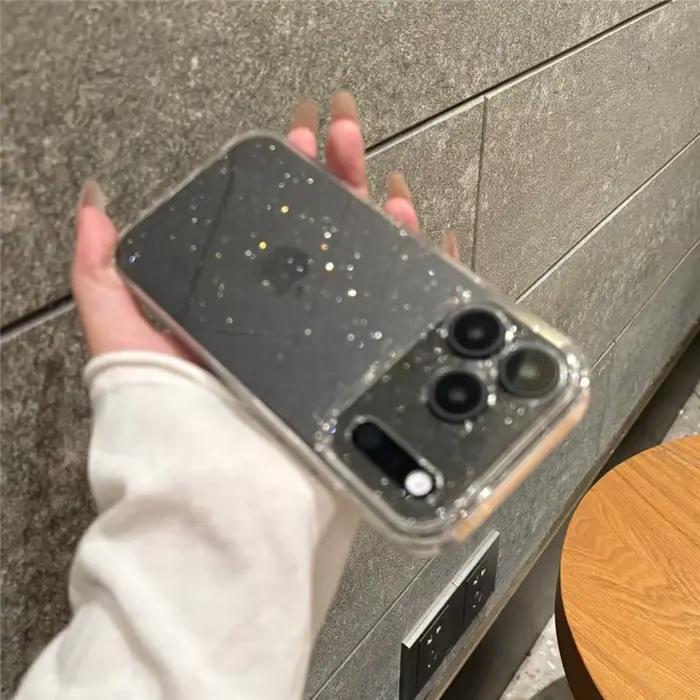 Coque de protection antichoc transparente de luxe avec strass pour iPhone 17