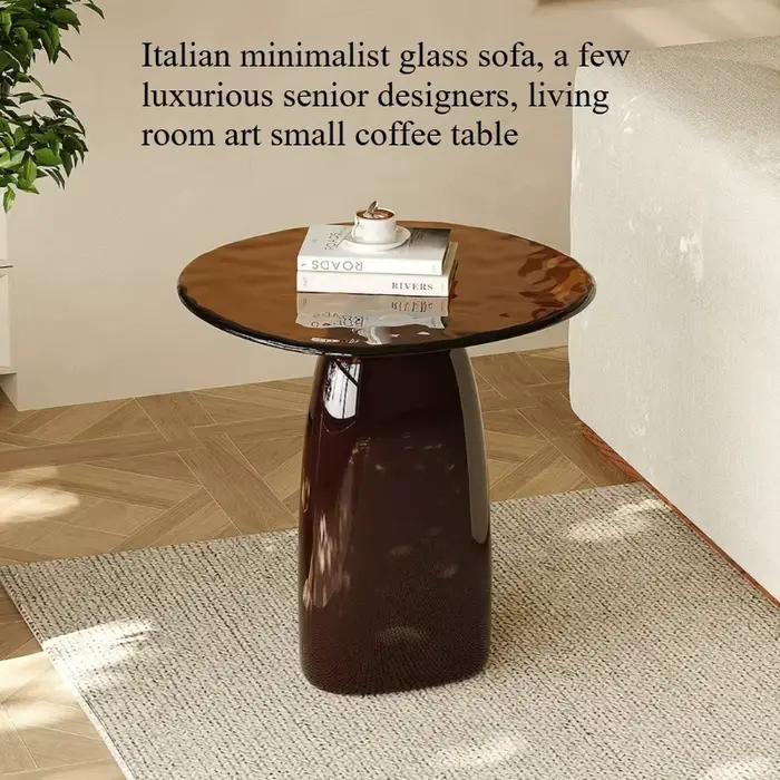 Table basse vintage ronde en verre, style moderne, avec rangement pour bureau, mobilier de luxe pour salon