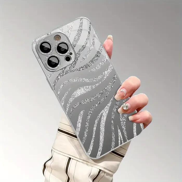 Étui de téléphone électro-plaqué à motif rayures zèbre scintillantes pour Samsung Galaxy S25 S24 S23 Ultra Plus FE