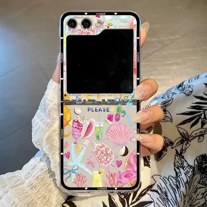 Pour Samsung Z Flip 7 été coquillage Hibiscus fruits coque de téléphone