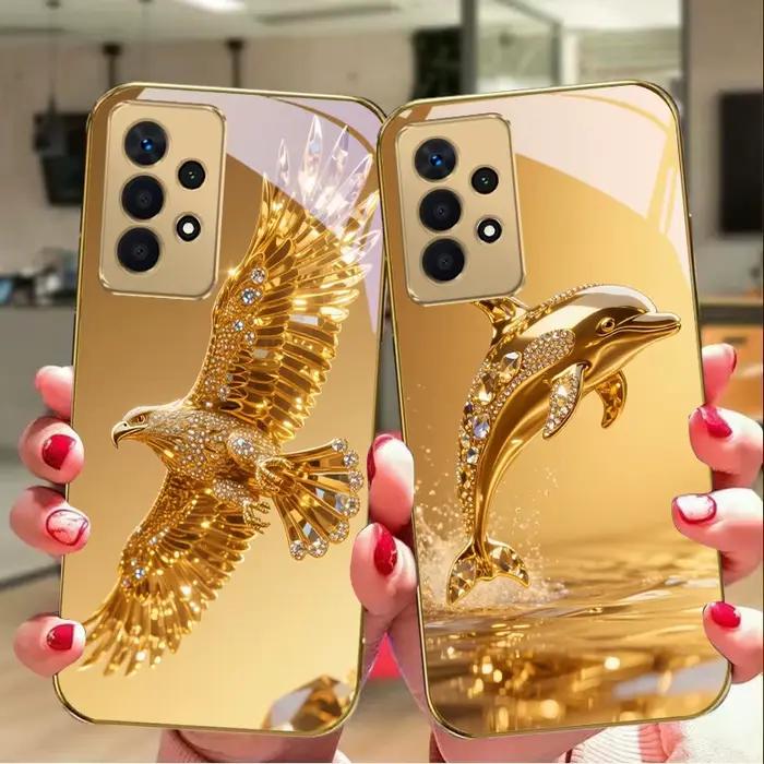 Dauphin doré pour Samsung A14 15 13 A16 A25 A26 A31 32 A33 34 A35 50 51 52 53 54 55 56 70 71 72 73 coque de téléphone
