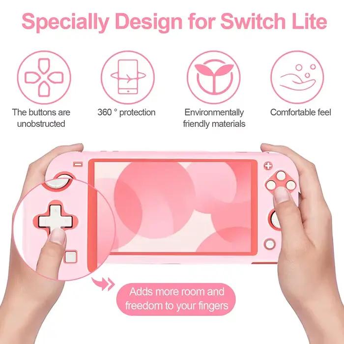 Étui de protection Nintendo Switch Lite en cristal dur, fin et doux, compatible avec la console, disponible en bleu, rose, rouge et vert pour gamer occasionnels et passionnés
