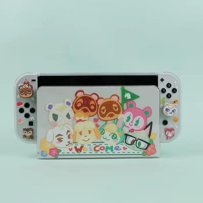 Coque de protection Switcholed dessin animé mignon transparent givré coque rigide fendue coque souple lite pour console switch oled et lite occasion spéciale
