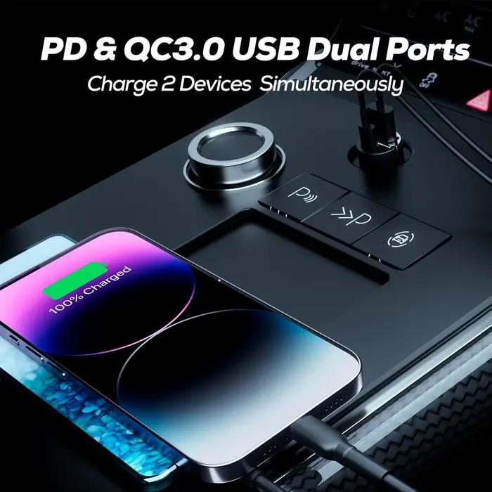 Mini Chargeur De Voiture 100W 200W 12-24V Pour Xiaomi Samsung Huawei iPhone Compatible Cables Type-C Occasions Spéciales