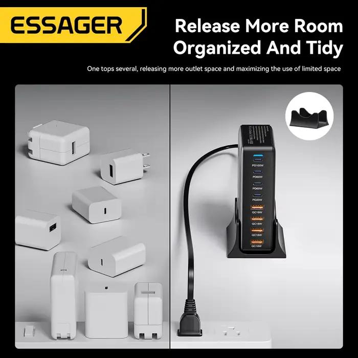 Essager 320W GaN chargeur 8 ports USB Type C Station de charge de bureau PD 100W