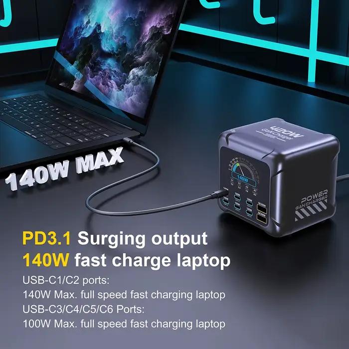 Ubigbuy 420W GaN chargeur PPS PD3.1 140W USB Type C