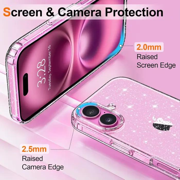 Coque transparente à paillettes pour iPhone 17 Air 16 E Pro Max 16e 15 Plus 14 13 Mini 12 11 SE 2022 2020