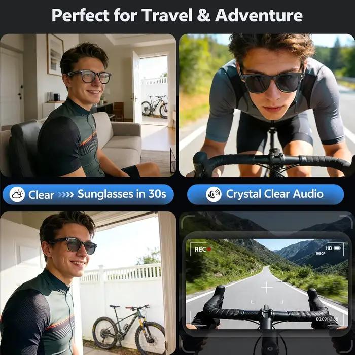 Lunettes Intelligentes 4K 8MP 2026 pour Hommes et Femmes avec Caméra HD, Traduction 150+ Langues, ChatGPT, Enregistrement Vidéo Wi-Fi et Appel Audio Bluetooth