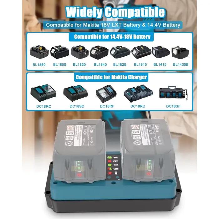 Chargeur de remplacement à double Port pour batterie Makita 18V, Compatible avec batterie Li-ion 14.4V-18V BL1815 BL1820 BL183