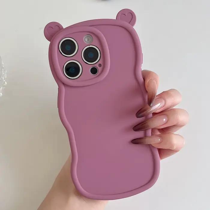 Coque de téléphone à bord ondulé de couleur unie