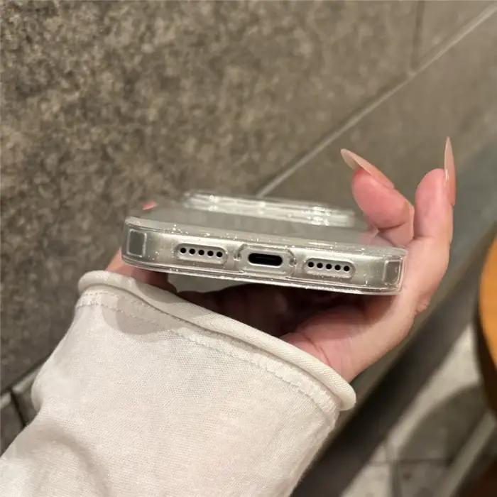 Coque de protection antichoc transparente de luxe avec strass pour iPhone 17