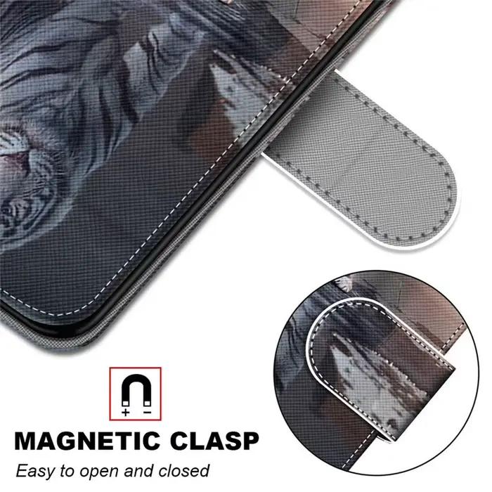 Coque peinte chat tigre mignon PU Leather Case avec Silicone Soft TPU Back Cover pour Samsung Galaxy A52S A22S A52 A12 A22 A32 A72 A51 A71 A03S A02S A03 Core Occasions Spéciales