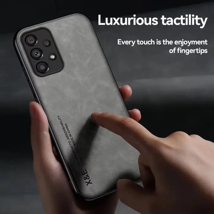 Coque de téléphone magnétique en cuir de mouton