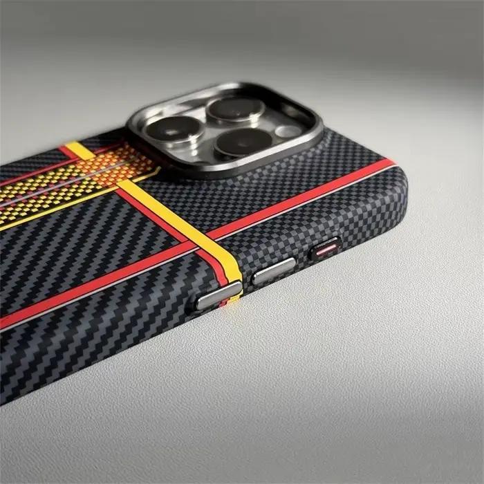 Coque magnétique en fibre de carbone pour iPhone 15 Pro Max 16 17 Pro