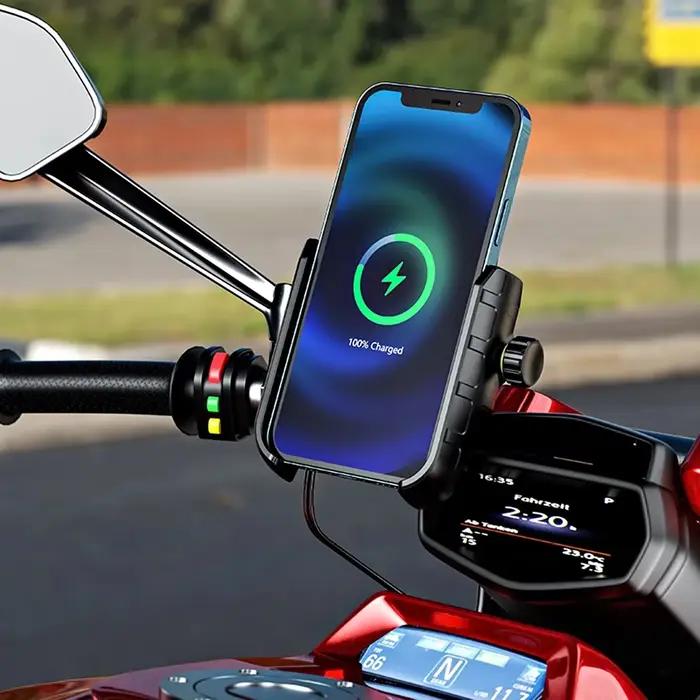 Support de téléphone pour Moto, berceau de chargement sans fil 3.0, chargeur rapide GPS, Support de guidon de téléphone portable pour téléphone de 4 à 7 pouces