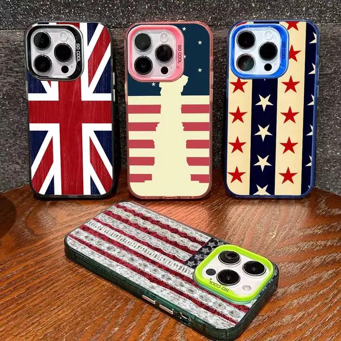 Coque de téléphone drapeau britannique (UK) pour iPhone 17 16 15 14 13 Pro 12 11 Pro Max PLUS – Housse arrière colorée