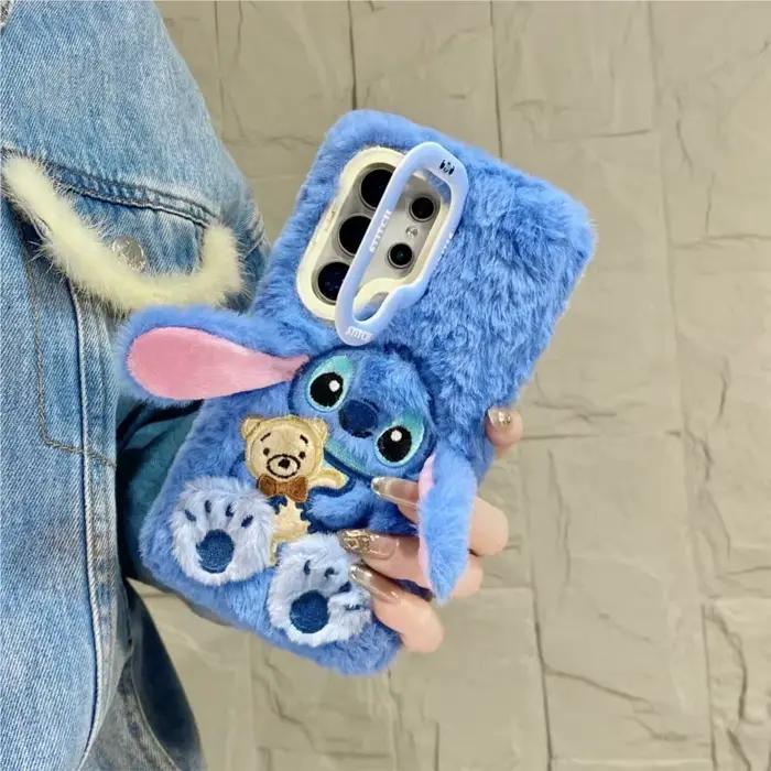 Coque de téléphone en peluche avec motif de dessin animé mignon