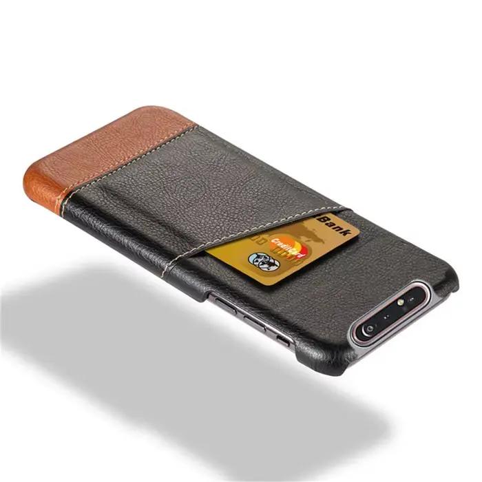 Porte-cartes Pour Samsung Galaxy A80 Cas Mixte D'épissure PU Titulaire de Carte De Crédit En Cuir
