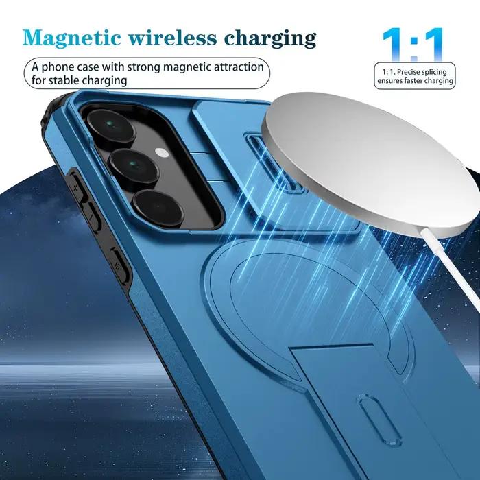 Coque antichoc magnétique avec anneau et protection coulissante pour appareil photo pour Samsung Galaxy A57 A37 A17 A16 A26 A36 A56 A 57 17 4G 5G