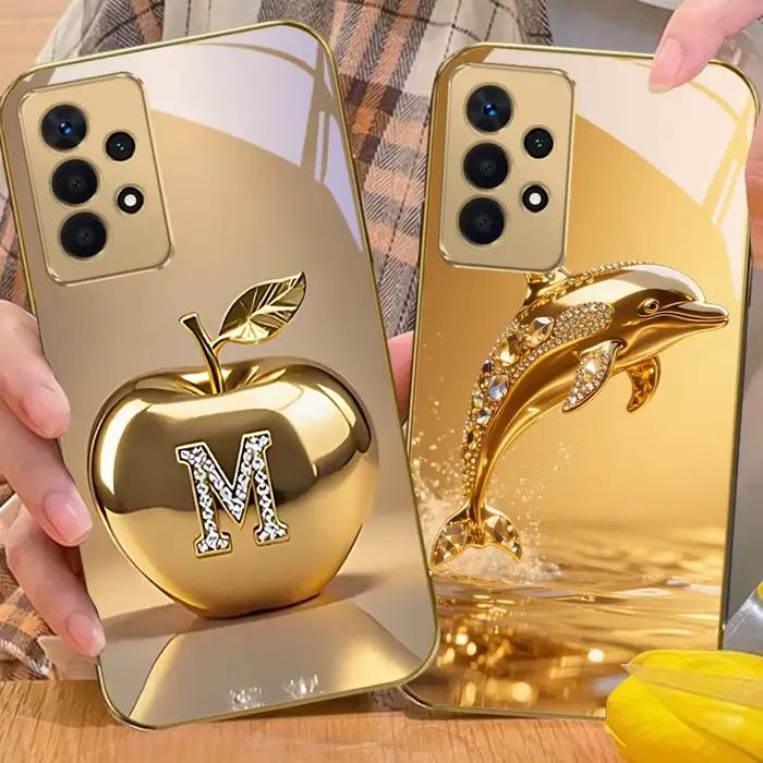 Dauphin doré pour Samsung A14 15 13 A16 A25 A26 A31 32 A33 34 A35 50 51 52 53 54 55 56 70 71 72 73 coque de téléphone
