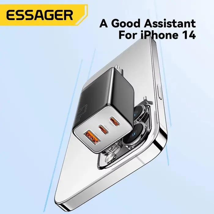 Essager 67W GaN USB Type C chargeur pour ordinateur portable 45W 25W PD QC 3.0 Charge rapide pour Macbook Xiaomi Samsung Iphone14 13 téléphones Chagers