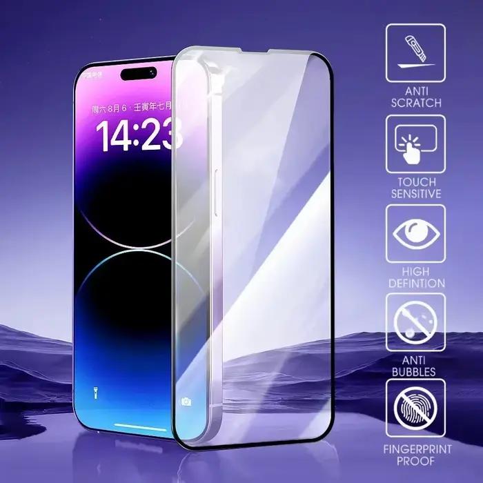 Protecteur d'écran 9D en verre trempé pour iPhone 17 14 15 13 11 12 16 Pro Max Air 16E SE 7 8 Plus XR XS X résistant anti-rayures et haute visibilité
