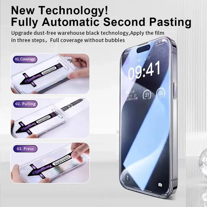 Film de protection en verre trempé pour iPhone 17 Air 16E 16 15 Pro Max 14 Plus 13 12 11 haute qualité avec kit d'installation facile et protection anti-espionnage pour un écran toujours propre et protégé