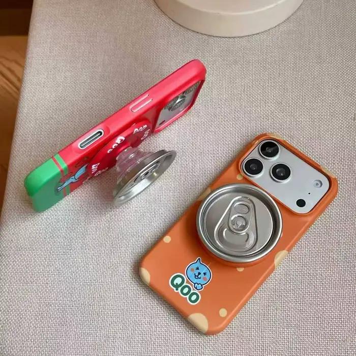 Coque de protection antichoc pour iPhone 17 Pro Max 15 16 avec support magnétique motif canette de Coca-Cola de dessin animé mignon