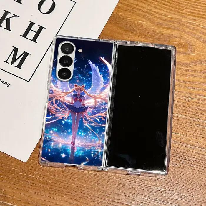 Coque de téléphone transparente souple pour Samsung Galaxy Z Fold 7 6 5 4 3 ZFold4 ZFold6 ZFold3 ZFold5 ZFold7 S-Sailor-Moons Sakura