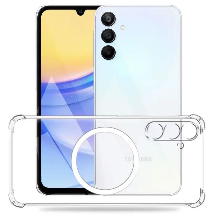 Pour Samsung A14 A24 étui avec autocollant magnétique sans fil coque de téléphone en Silicone souple