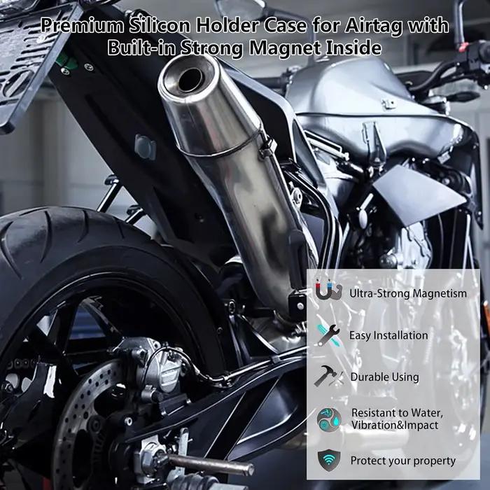 Étui magnétique pour Airtag, coque de protection en silicone dissimulée avec support magnétique puissant pour surface métallique pour voiture/véhicules/vélo