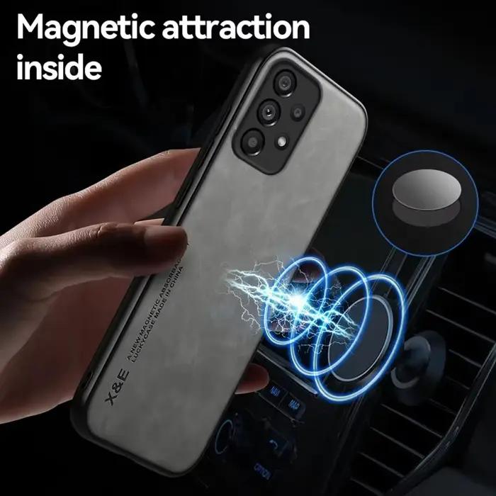 Coque de téléphone magnétique en cuir de mouton