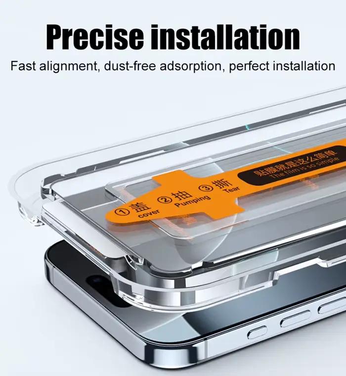 2 pièces Installation sans poussière verre trempé pour iPhone 16 15 14 13 12 11 Pro Max Plus Mini protecteur d'écran Film de protection complet