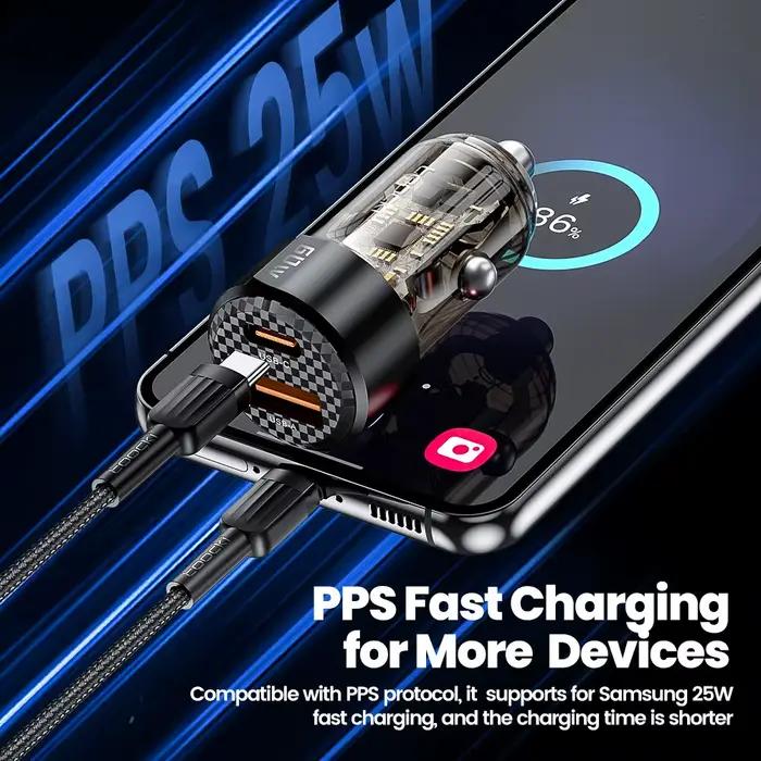Toocki 60W chargeur de voiture 30W Charge rapide étui Transparent PD 27W pour iPhone 15 14 13 12 Xiaomi Poco Samsung