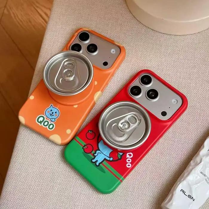 Coque de protection antichoc pour iPhone 17 Pro Max 15 16 avec support magnétique motif canette de Coca-Cola de dessin animé mignon