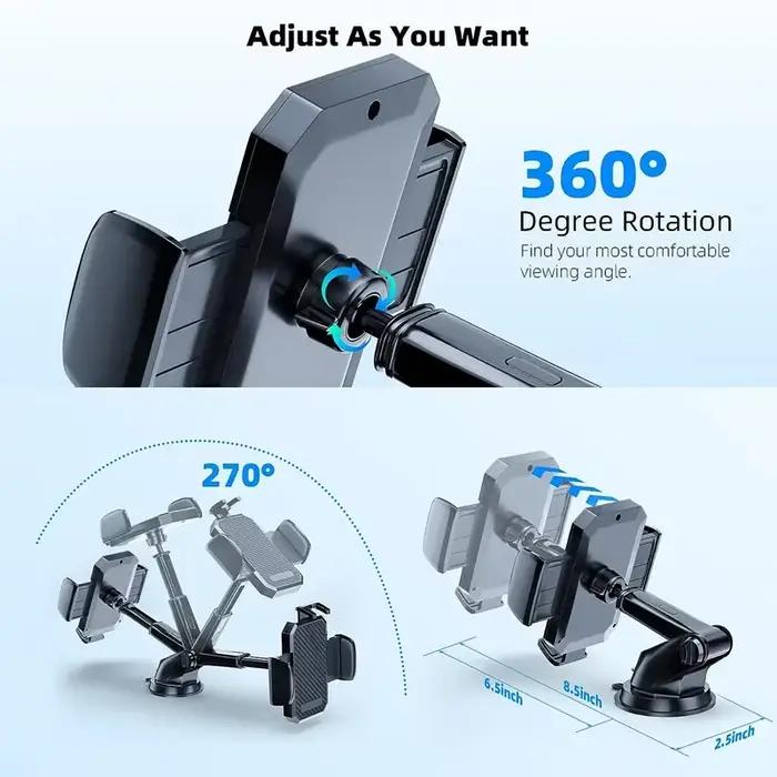 Support de téléphone universel pour voiture avec ventouse et expansion par gravité pour iPhone Samsung Xiaomi et autres marques pour tableau de bord et pare-brise