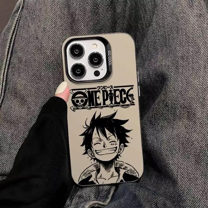 Coque de téléphone colorée One Piece équipe du chapeau de paille pour Samsung modèles variés en ABS bois cuir cuir véritable EVA ocassions spéciales