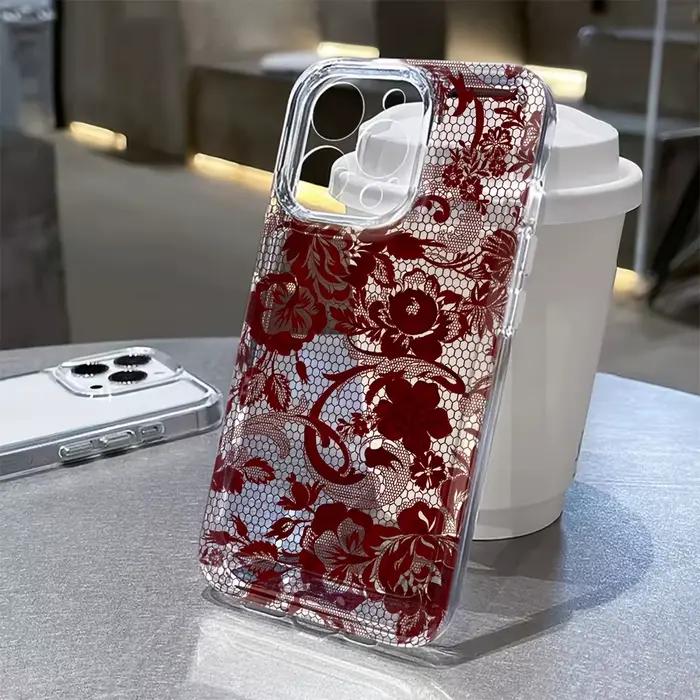 Coque de téléphone en dentelle rouge pour Samsung Galaxy A16 A07 A17 A36 A26 A56 A55 A35 A25 A15 A05s A54 A24 A14 A06 A05 A13 A53 A33 4G 5G