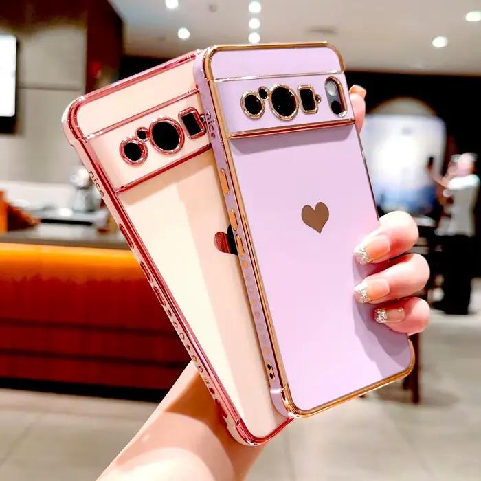 Coque plaquée TPU pour Google Pixel 10 9 8 Pro XL 7A 8A 8Pro 9Pro pour Pixel 9 8 Pro XL 8A, protection complète souple, cœur d'amour