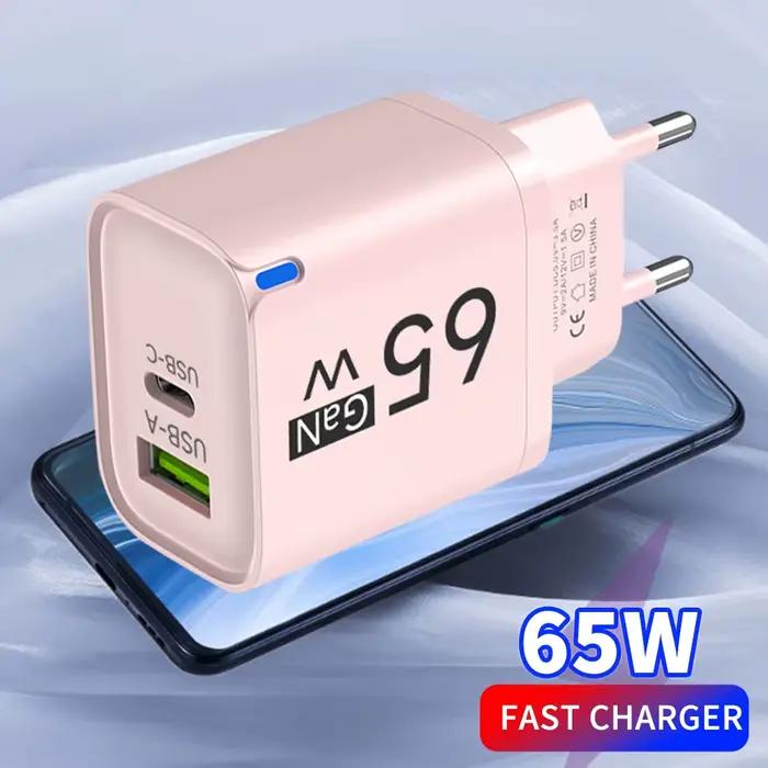 Chargeur rapide haute vitesse 65W USB PD Quick Charge 3.0 pour iPhone 16 17 Xiaomi Huawei Samsung OnePlus Adaptateur secteur mural pour téléphone portable