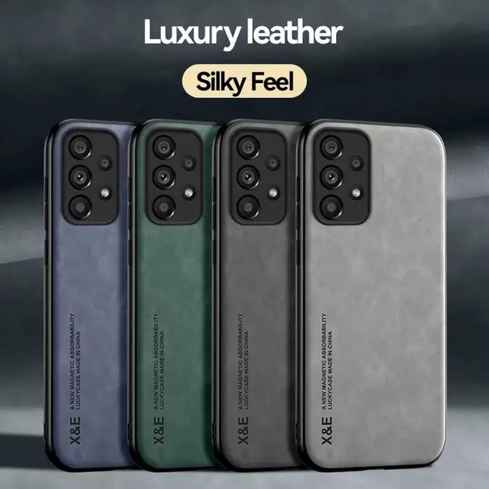 Coque de téléphone magnétique en cuir de mouton