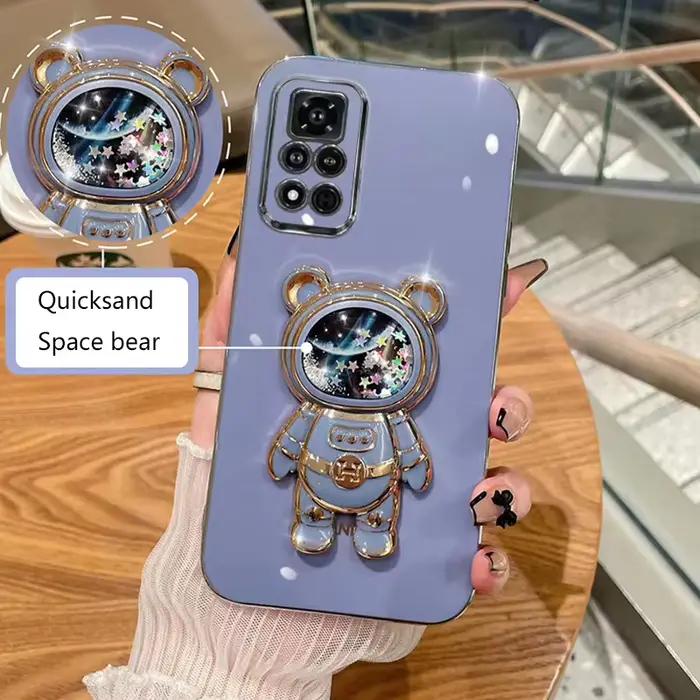 Coque de téléphone plaquée avec support d'astronaute