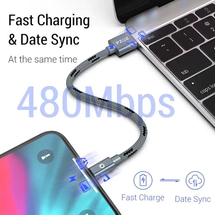 PZOZ Câble Usb pour câble iphone 14 13 12 11 pro max Xs Xr X SE 2 8 7 6 plus 6s 5s ipad air mini 4 câbles de charge rapide pour chargeur iphone accessoire