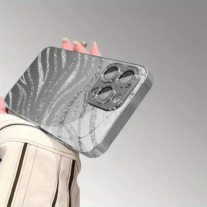 Étui de téléphone électro-plaqué à motif rayures zèbre scintillantes pour Samsung Galaxy S25 S24 S23 Ultra Plus FE
