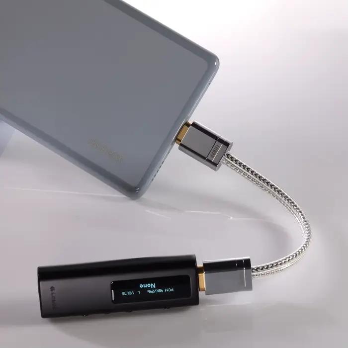 Câble OTG DDHiFi TC09S type-c vers type-c fil d'argent pur Litz de haute pureté et fils de cuivre sans oxygène