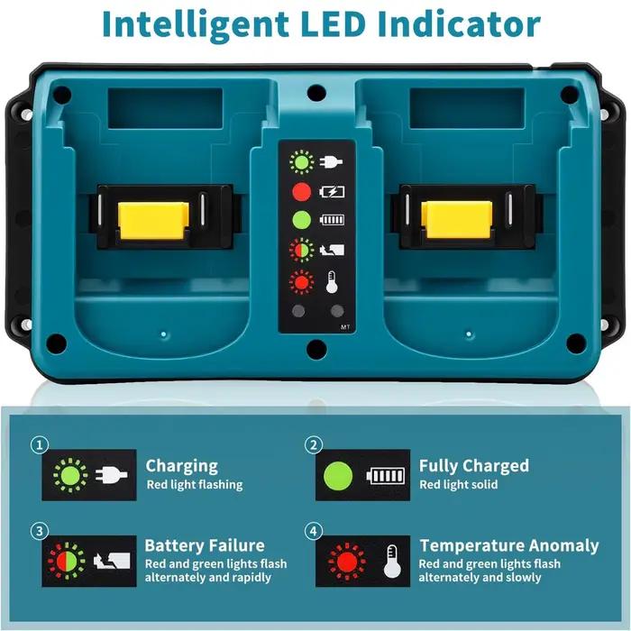 Station de charge double port pour batterie au lithium Makita 18V LXT, chargeur rapide portable DC18RD pour BL1830 BL1860B BL1850B BL1430
