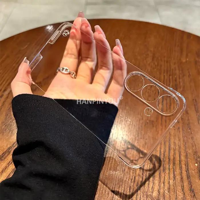 Coque transparente ultra-fine sans cadre pour Samsung Galaxy A57 A56 A55 A37 A17 protection appareil photo en PC rigide coque antichoc pour femmes hommes occassions spéciales